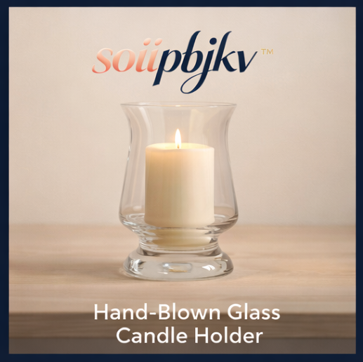 soiipbjkv™ Hand-Blown Glass Candle Holder, glass candle holder, modern candle stand, table centerpiece
