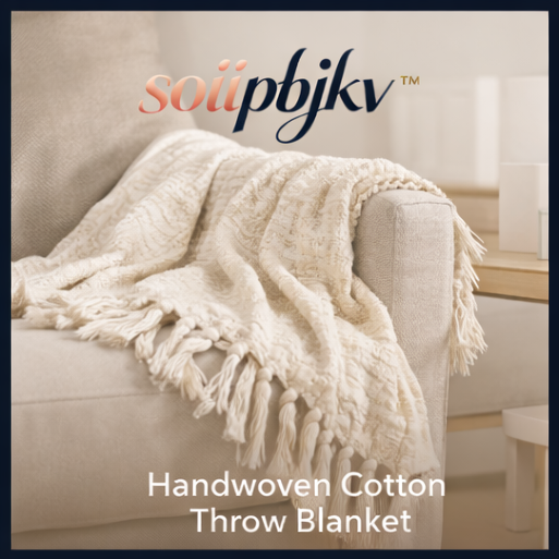 soiipbjkv™ Handwoven Cotton Throw Blanket, cotton throw blanket, decorative couch blanket, boho home decor